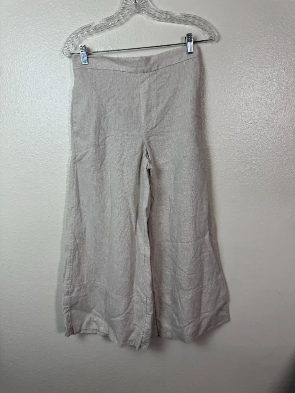 Banana Republic Wide Leg Cropped Linen Blend Pants size XS Flax Beige Minimalist